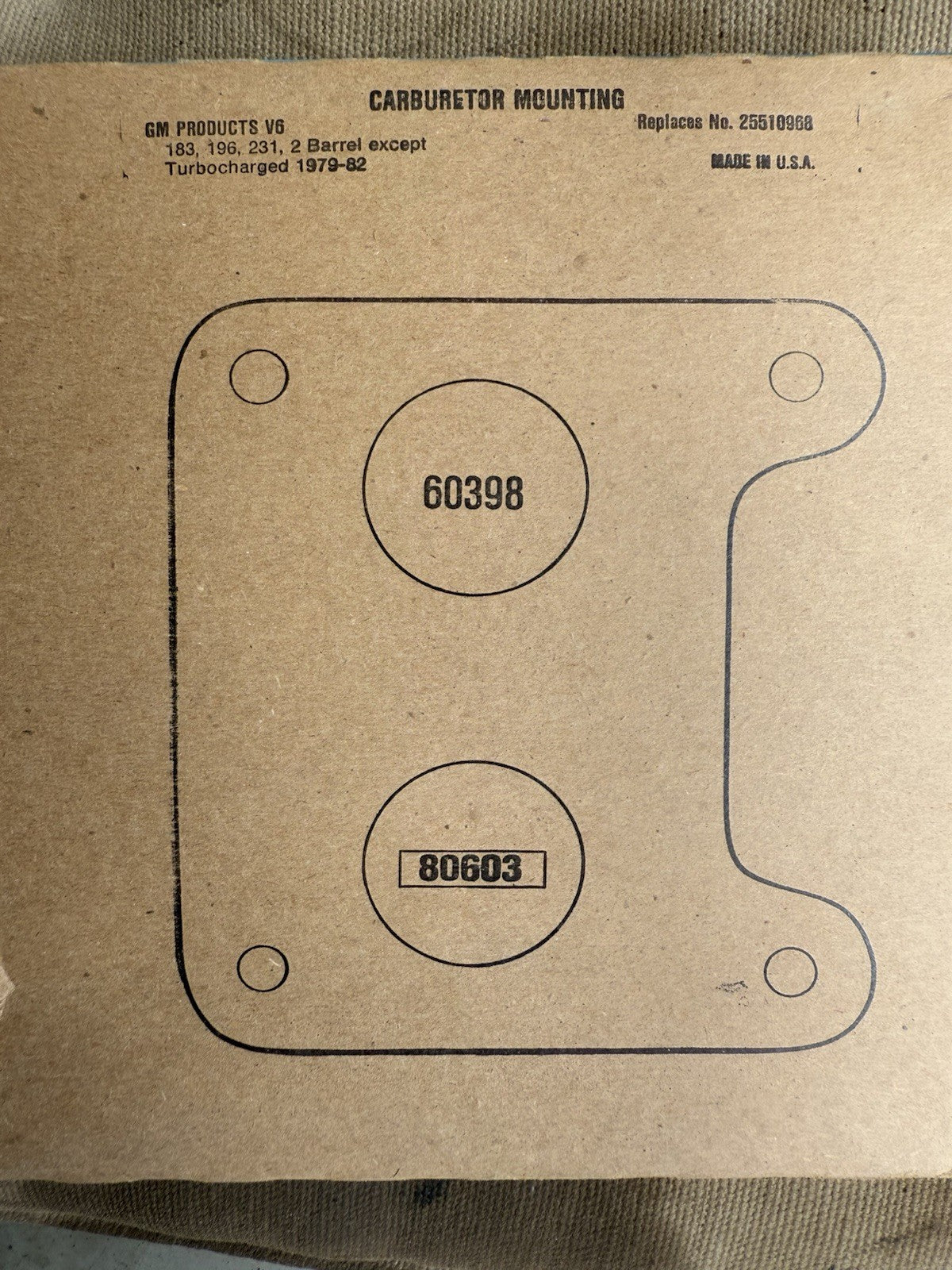GM V6 Carburetor Base Gasket
