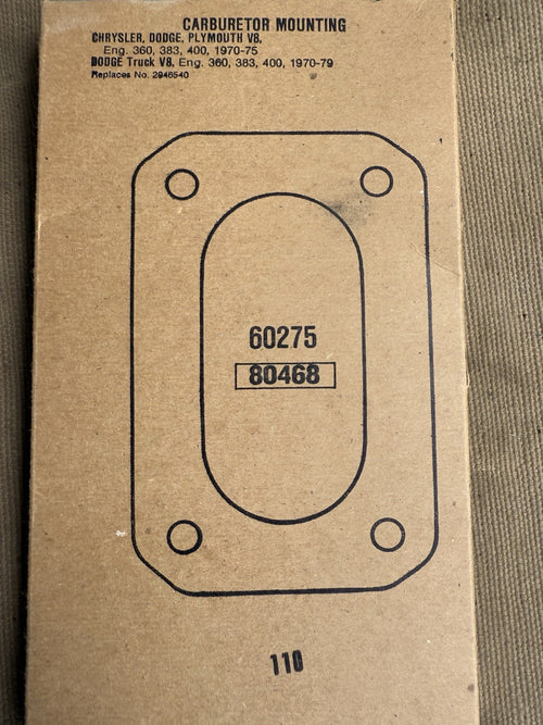 1970-79 Chrysler Dodge Plymouth Eight Cylinder 2 bbl Carburetor Base Gasket