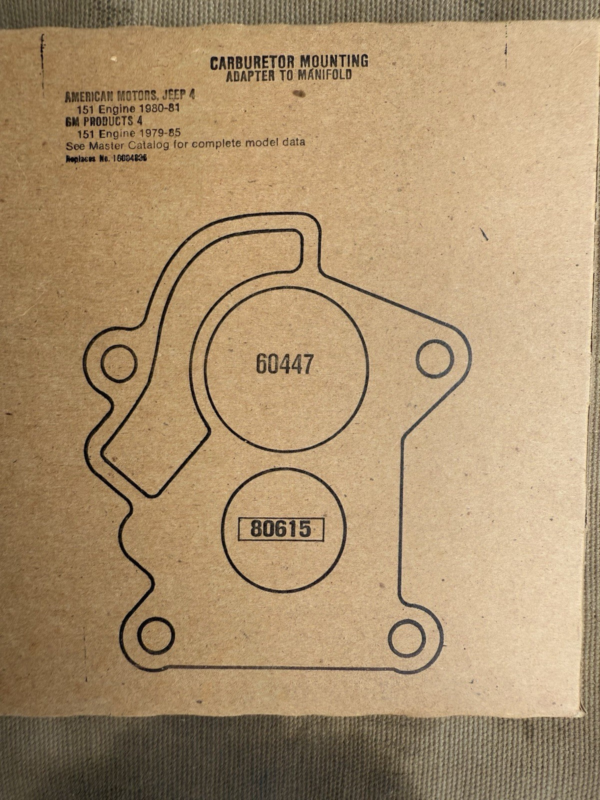 1979-85 GM/AMC/Jeep 4 Cylinder Carburetor Mounting Gasket
