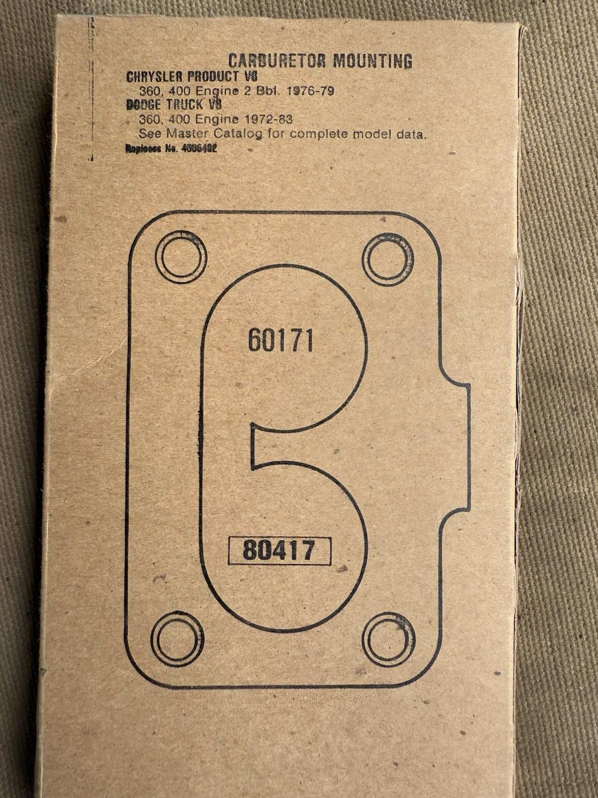 1972-83 Mopar 360 400 Carburetor Base Gasket