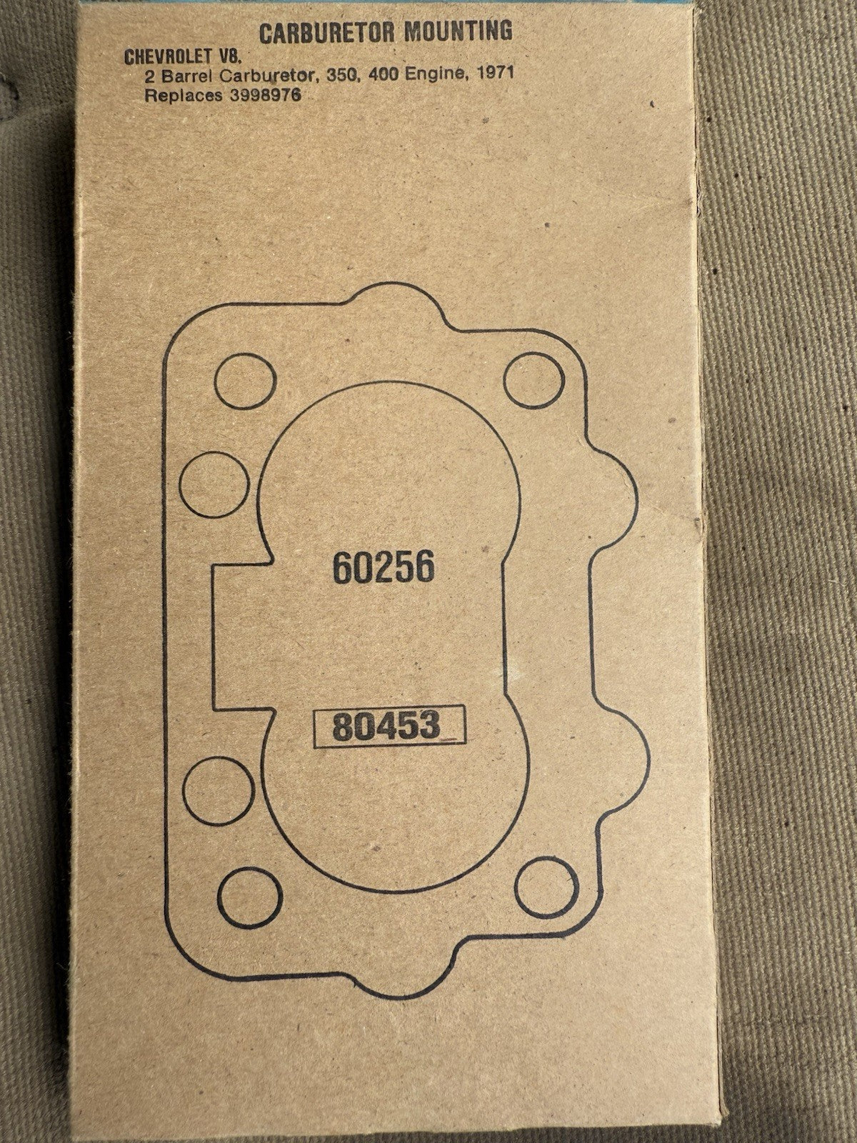 1971  Chevy V8 Carburetor Base Gasket